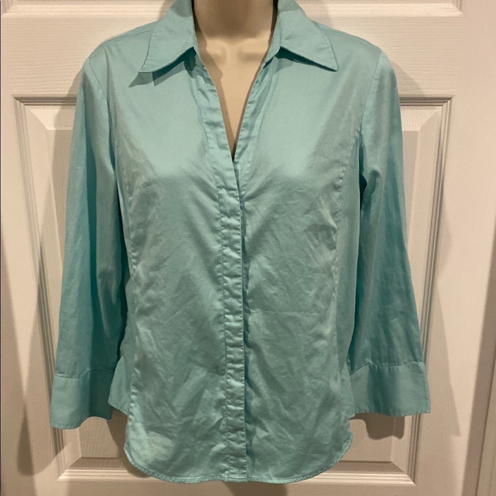 Talbots Aqua Button-Up Women's Top